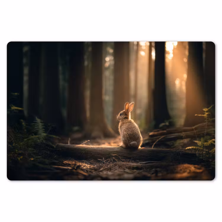 Konijn - Bos - Zonnestralen Placemat vinyl groot -zzsfeer1_Kitchenyeah-website
