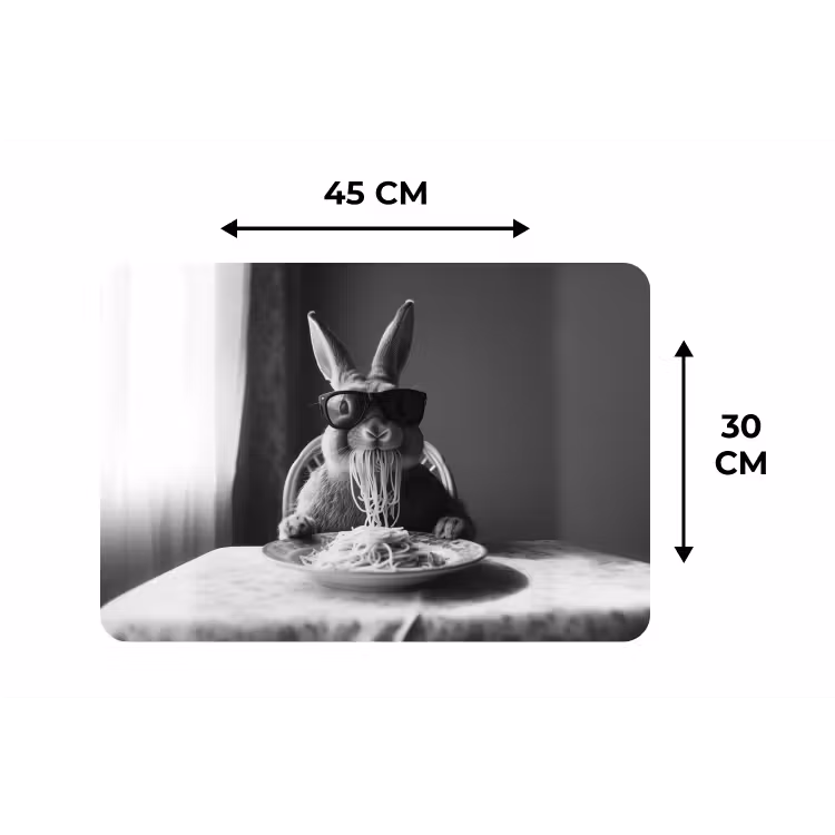Konijn - Bunny - Zonnebril - Tafelkleed - Pasta - Schattig Placemat vinyl groot -specs