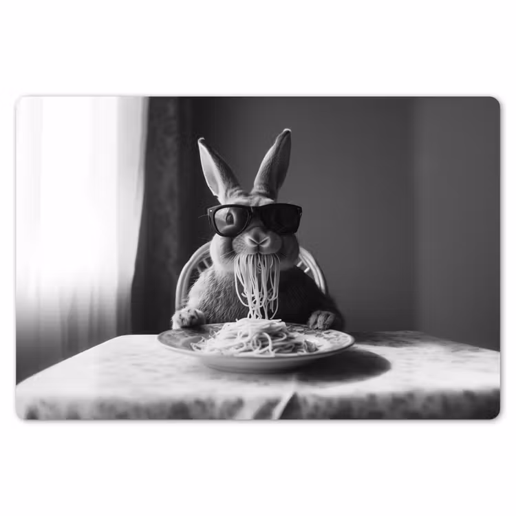 Konijn - Bunny - Zonnebril - Tafelkleed - Pasta - Schattig Placemat vinyl groot -zzsfeer1_Kitchenyeah-website