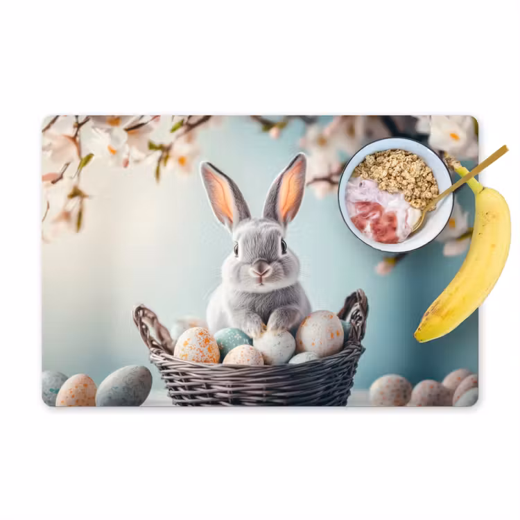 Konijn - Eieren - Mand Placemat vinyl groot -zzzproduct_Kitchenyeah-website