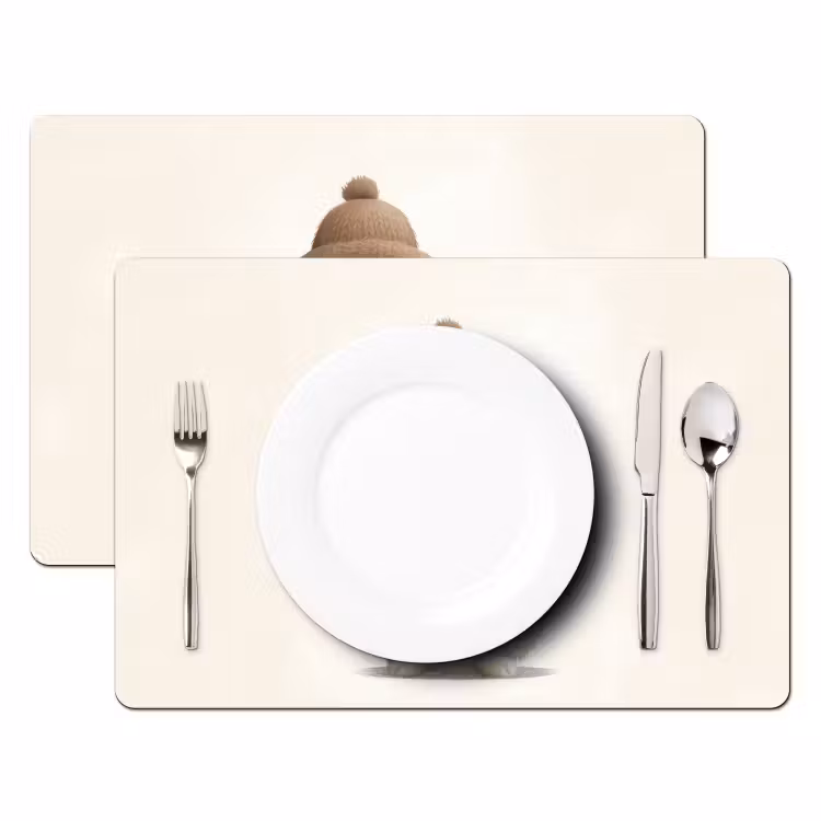 Konijn - Muts - Oren - Beige Placemat vinyl groot -zzsfeer2_Kitchenyeah-website