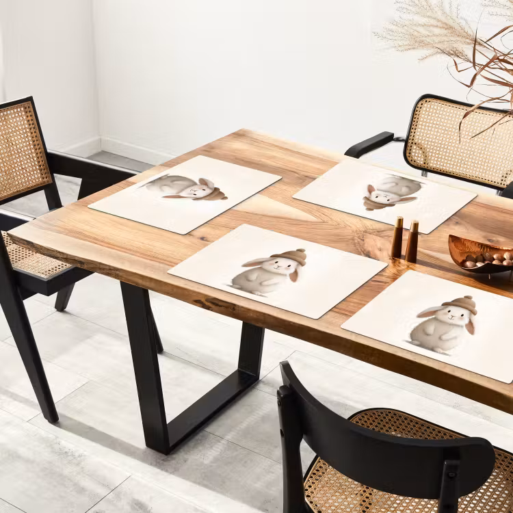 Konijn - Muts - Oren - Beige Placemat vinyl groot -zzsfeer4_Kitchenyeah-website