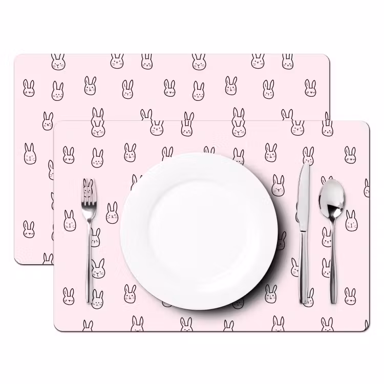 Konijnen - Minimalistisch - Roze Placemat vinyl groot 368 -zzsfeer2_Kitchenyeah-website