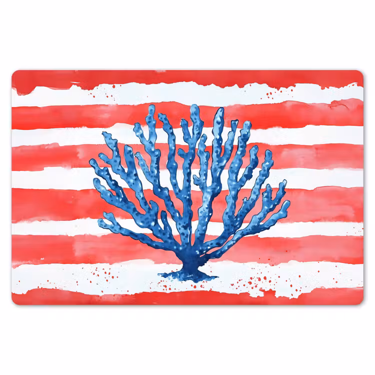Koraal - Verfstructuur - Rood - Blauw Placemat vinyl groot -zzsfeer1_Kitchenyeah-website