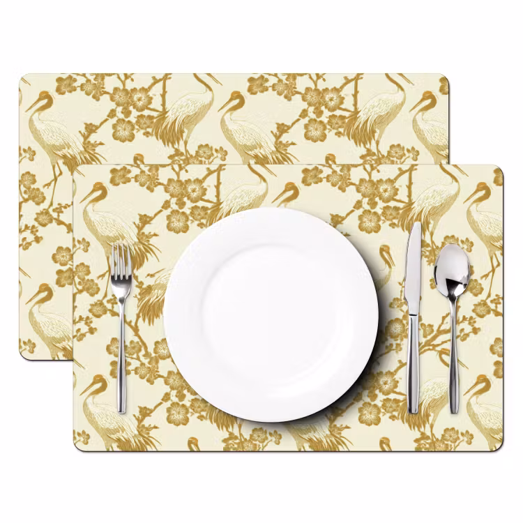 Kraanvogels - Kersenbloesem - Goud Placemat vinyl groot 368 -zzsfeer2_Kitchenyeah-website
