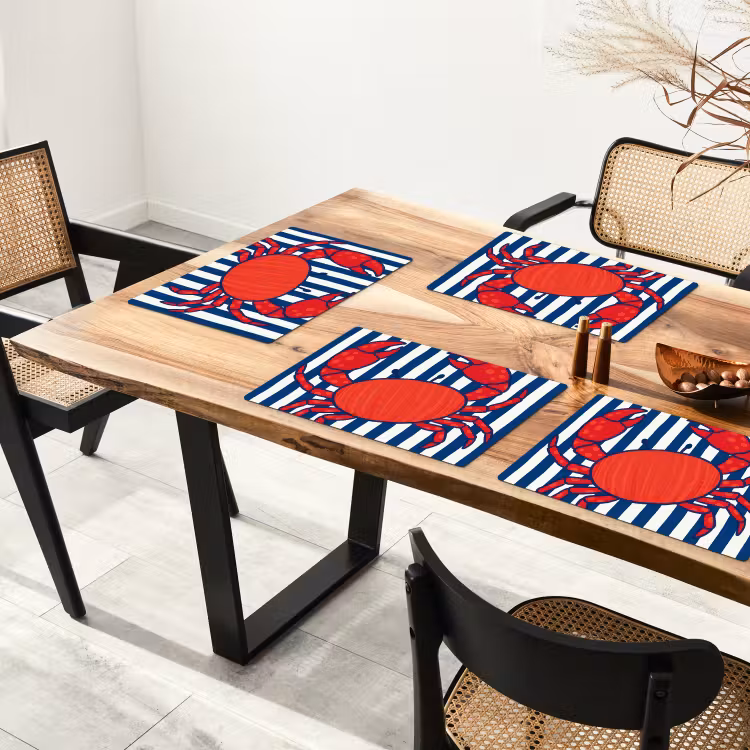 Krab - Strepen - Zeeleven - Illustratie - Rood Placemat vinyl groot -zzsfeer4_Kitchenyeah-website