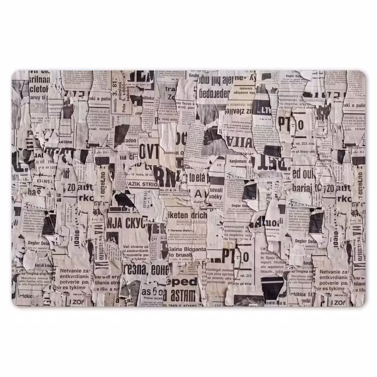 Krant - Gescheurd - Textuur - Abstract - Zwart-wit Placemat vinyl groot -zzsfeer1_Kitchenyeah-website
