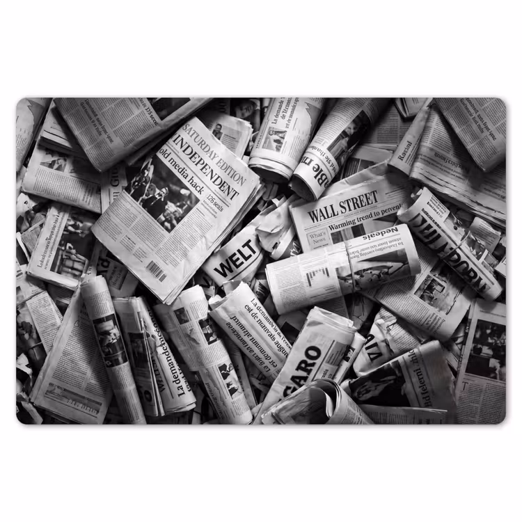 Krant - Stapel - Nieuws - Zwart-wit Placemat vinyl groot -zzsfeer1_Kitchenyeah-website
