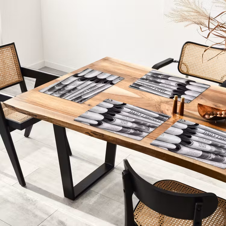 Krant - Stapel - Nieuws - Zwart-wit - Media Placemat vinyl groot -zzsfeer4_Kitchenyeah-website