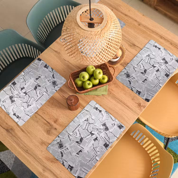 Krant - Versnipperd - Textuur - Zwart-wit - Abstract Placemat vinyl groot -zzsfeer5_Kitchenyeah-website