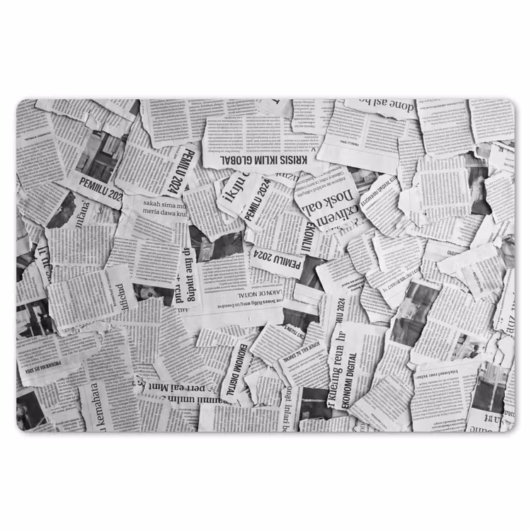 Krant - Versnipperd - Textuur - Zwart-wit - Abstract Placemat vinyl groot -zzsfeer1_Kitchenyeah-website