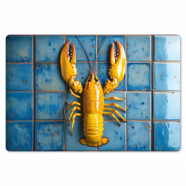 Kreeft - Geel - Blauw - Tegels Placemat vinyl groot -zzsfeer1_Kitchenyeah-website