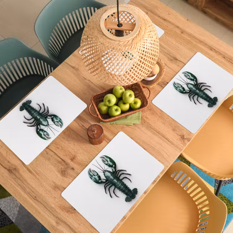 Kreeft - Glossier - Groen - Wit Placemat vinyl groot -zzsfeer5_Kitchenyeah-website