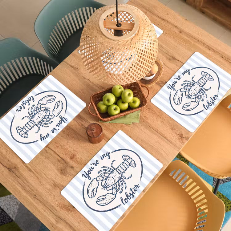 Kreeft - Illustratie - Liefde - Blauw - Decoratie Placemat vinyl groot -zzsfeer5_Kitchenyeah-website