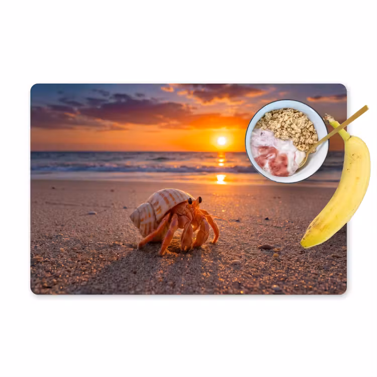 Kreeft - Strand - Natuur - Zonsondergang - Oranje Placemat vinyl groot -zzzproduct_Kitchenyeah-website