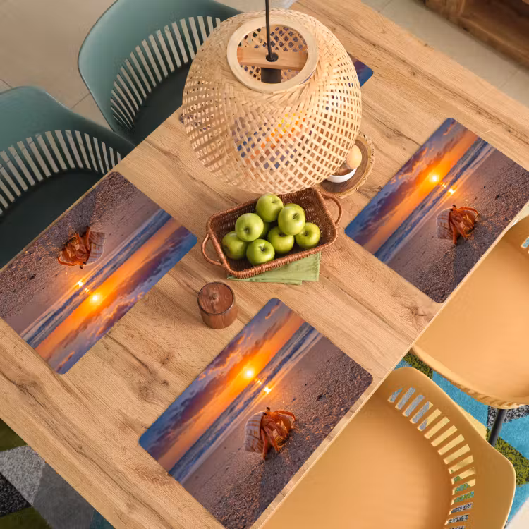 Kreeft - Strand - Natuur - Zonsondergang - Oranje Placemat vinyl groot -zzsfeer5_Kitchenyeah-website