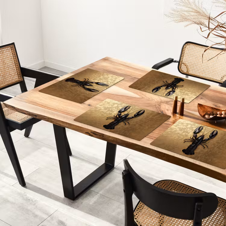 Kreeft - Zwart - Goud - Luxe Placemat vinyl groot -zzsfeer4_Kitchenyeah-website