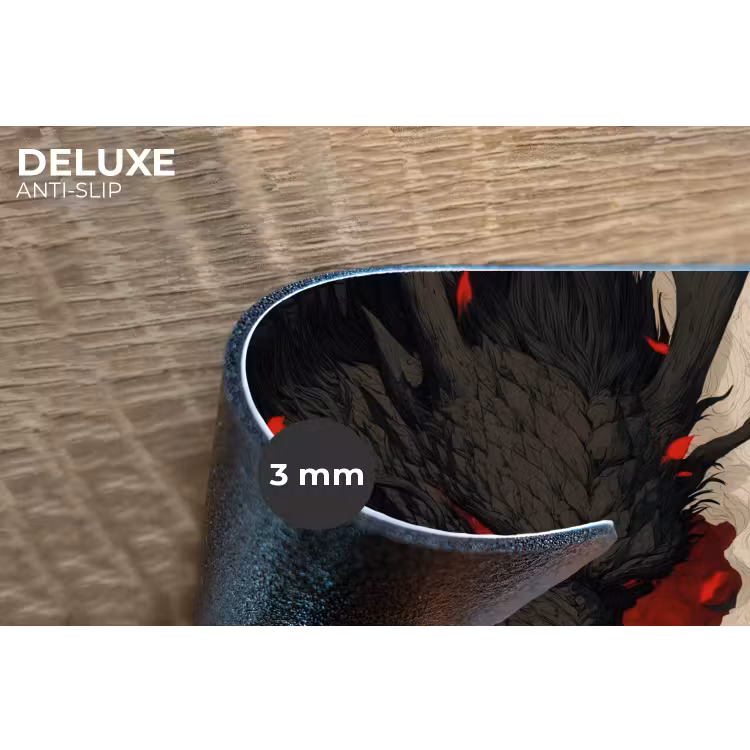 Krijger - Draak - Zwart - Rood - Rook Placemat vinyl groot -closeup