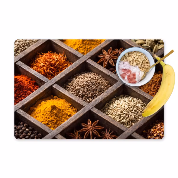 Placemat - 6 stuks - Kruiden - Houten - Eten - Kruiden - Houten - Eten Placemat vinyl groot