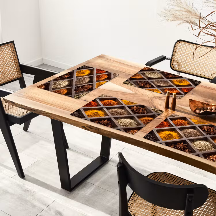 Placemat - 6 stuks - Kruiden - Houten - Eten - Kruiden - Houten - Eten Placemat vinyl groot