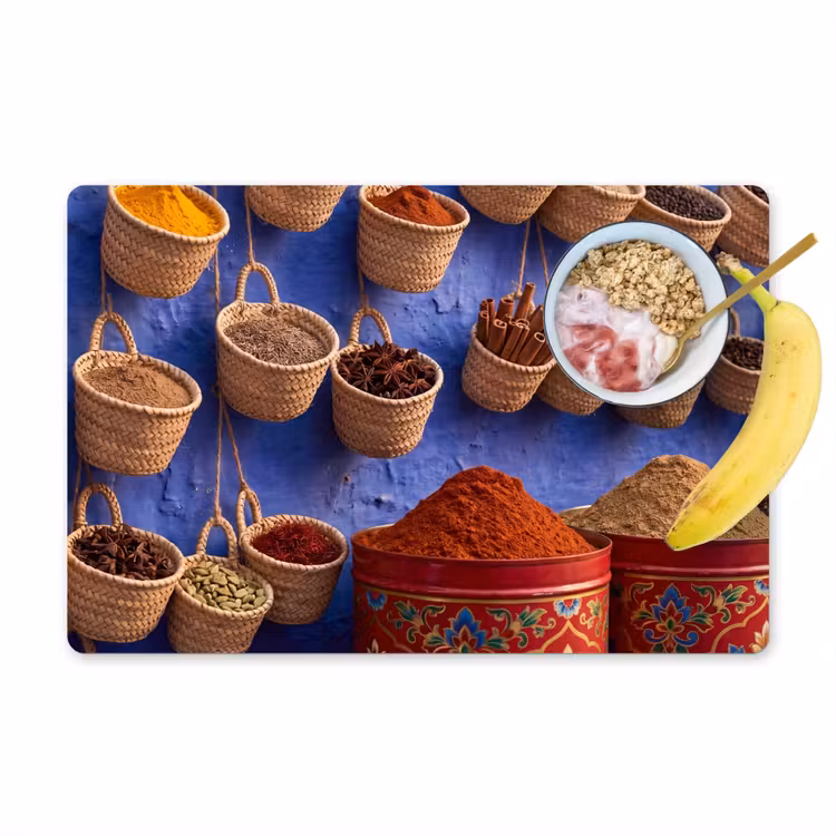Placemat - 6 stuks - Kruiden - Manden - Markt - Kruiden - Manden - Markt Placemat vinyl groot