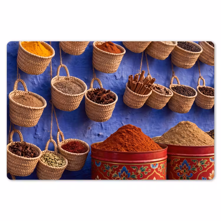Placemat - 6 stuks - Kruiden - Manden - Markt - Kruiden - Manden - Markt Placemat vinyl groot