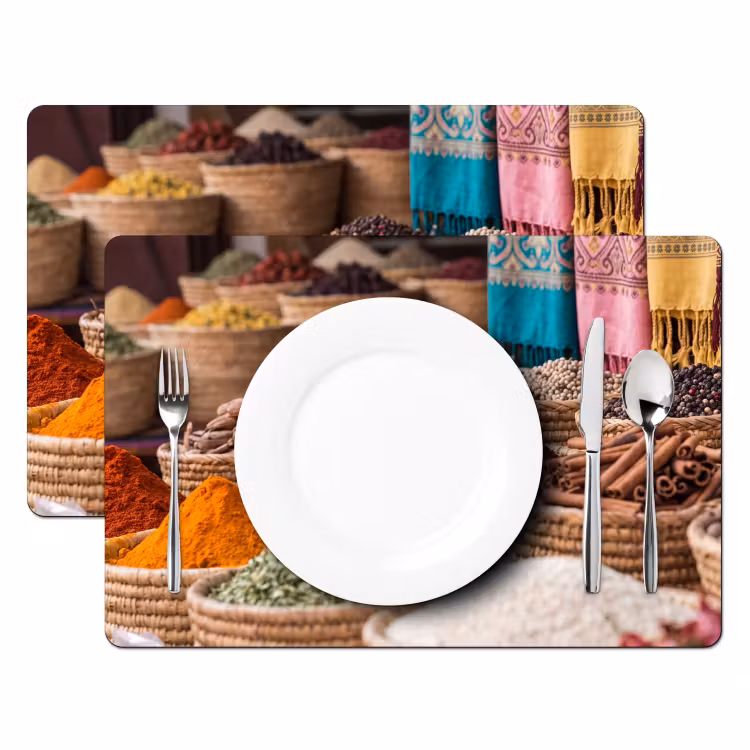Placemat - 6 stuks - Kruiden - Manden - Oosters - Kruiden - Manden - Oosters Placemat vinyl groot
