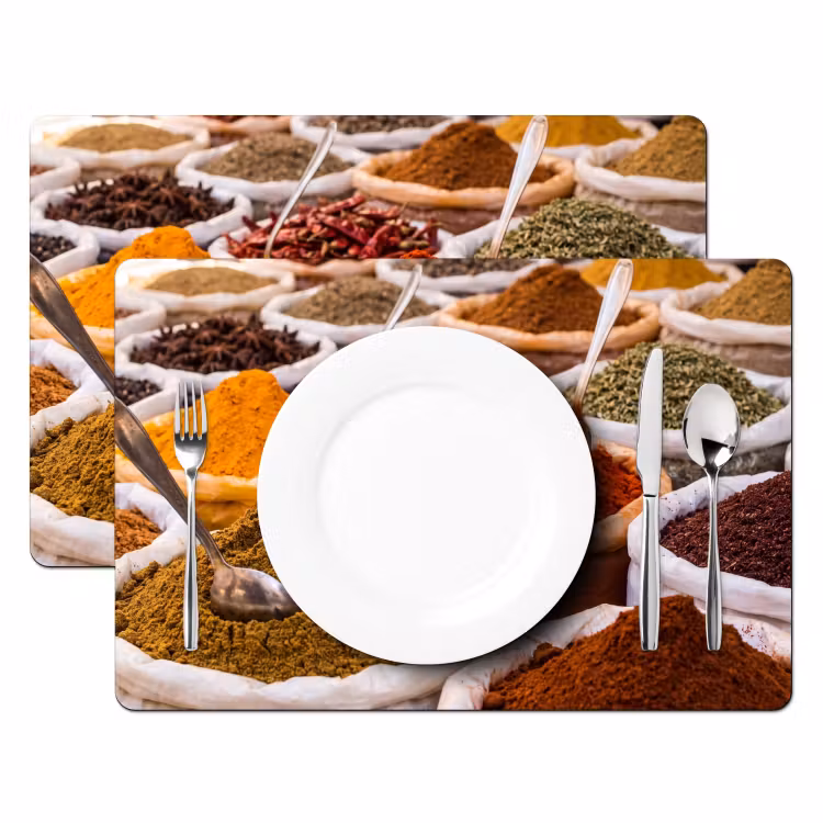 Placemat - 6 stuks - Kruiden - Markt - Eten - Kruiden - Markt - Eten Placemat vinyl groot