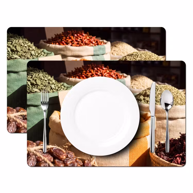 Placemat - 6 stuks - Kruiden - Markt - Kleurrijk - Kruiden - Markt - Kleurrijk Placemat vinyl groot
