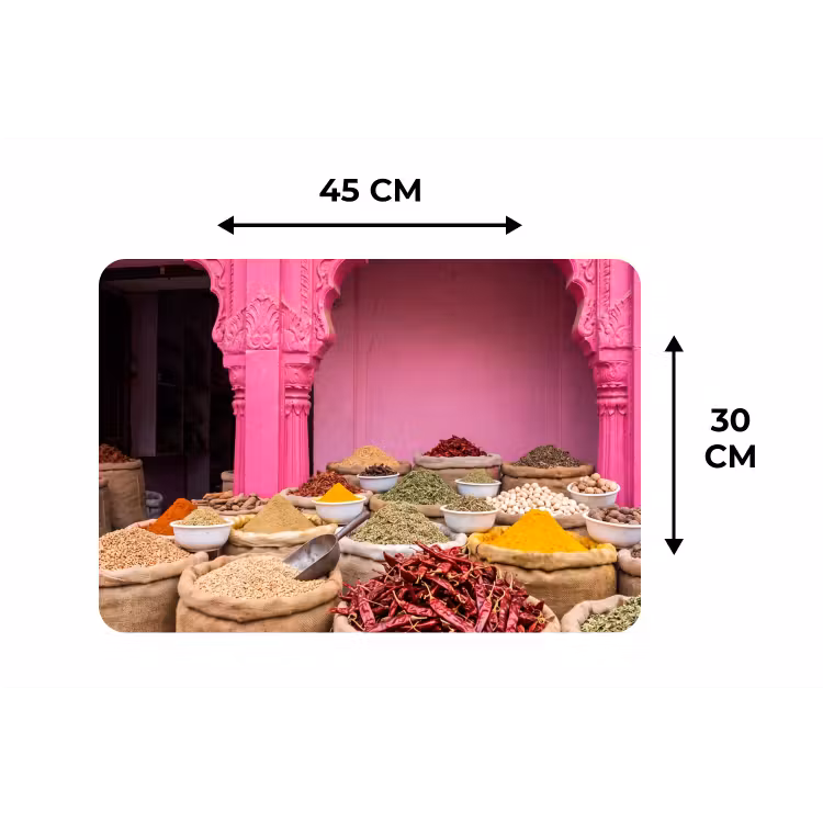 Placemat - 6 stuks - Kruiden - Markt - Roze - Kruiden - Markt - Roze Placemat vinyl groot