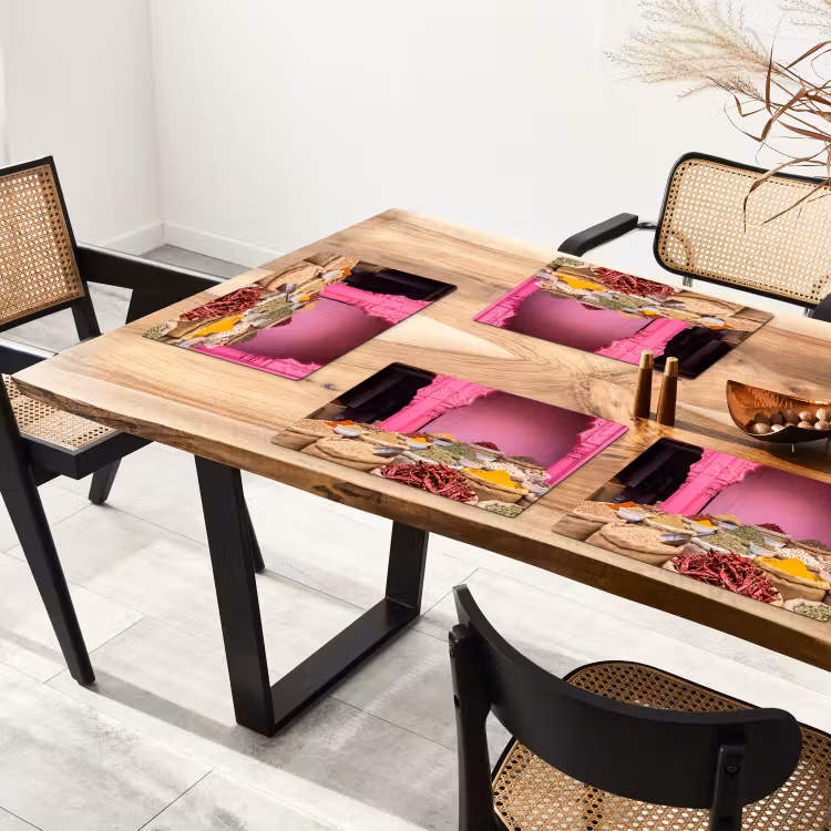 Placemat - 6 stuks - Kruiden - Markt - Roze - Kruiden - Markt - Roze Placemat vinyl groot