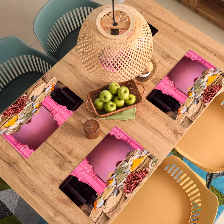Placemat - 6 stuks - Kruiden - Markt - Roze - Kruiden - Markt - Roze Placemat vinyl groot