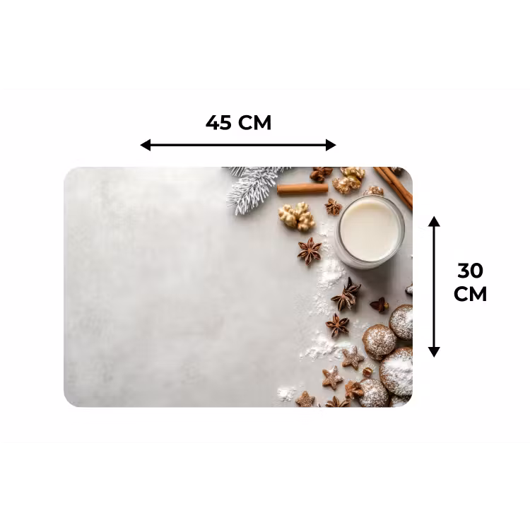 Kruiden - Winter - Melk - Beton Placemat vinyl groot -specs