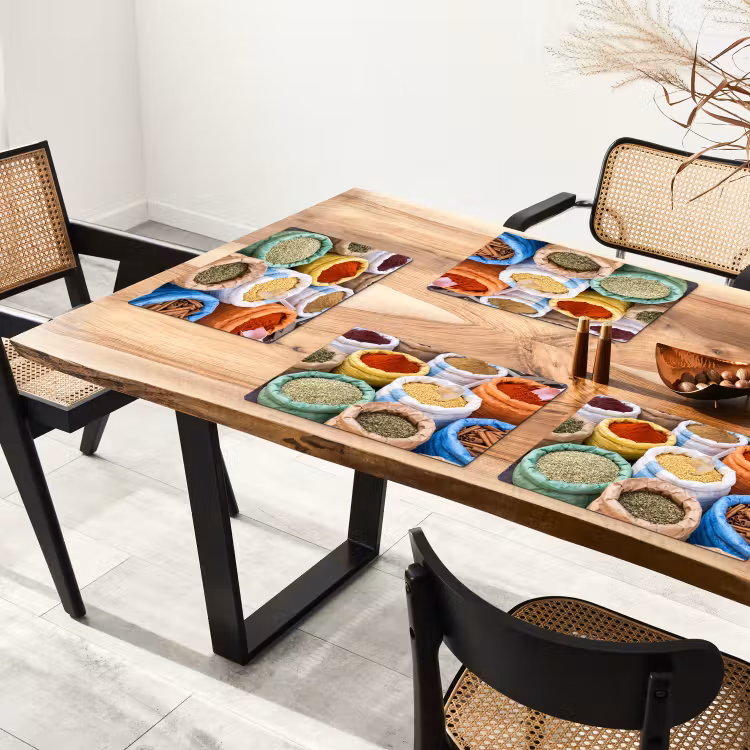Placemat - 6 stuks - Kruiden - Zakken - Markt - Kruiden - Zakken - Markt Placemat vinyl groot