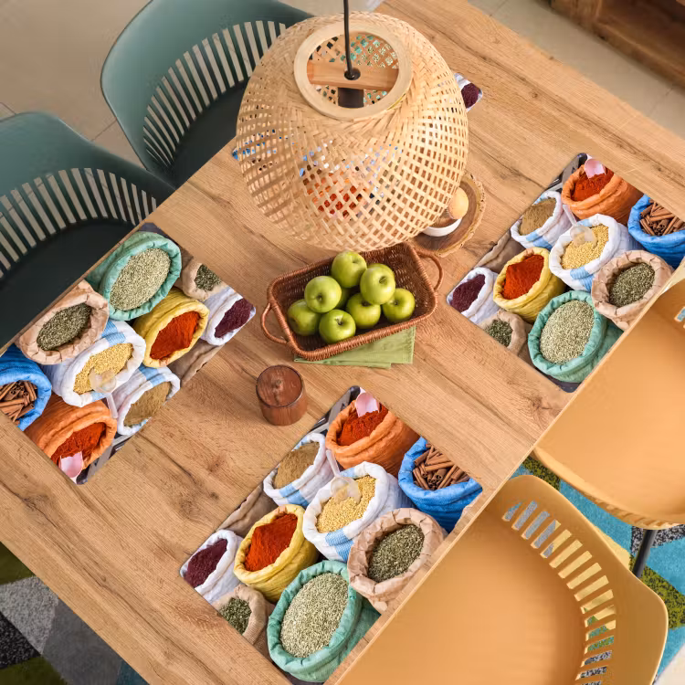 Placemat - 6 stuks - Kruiden - Zakken - Markt - Kruiden - Zakken - Markt Placemat vinyl groot