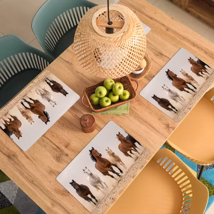 Kudde paarden - Stofwolk - Bruin - Zwart Placemat vinyl groot -zzsfeer5_Kitchenyeah-website