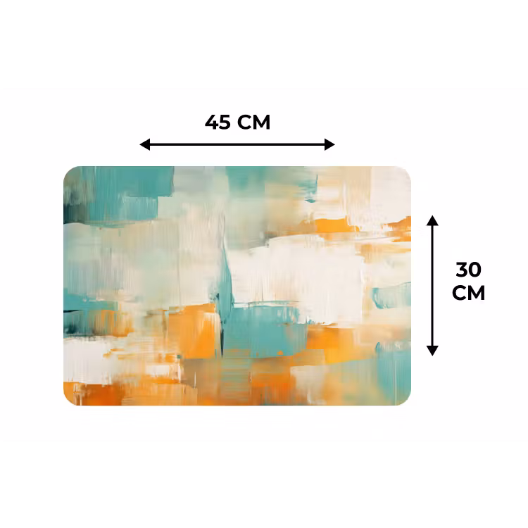 Kunst - Abstract - Blauw - Wit Placemat vinyl groot -specs
