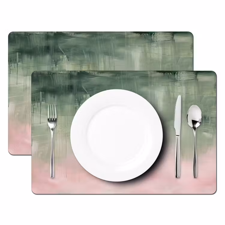 Kunst - Abstract - Modern - Groen - Roze Placemat vinyl groot -zzsfeer2_Kitchenyeah-website