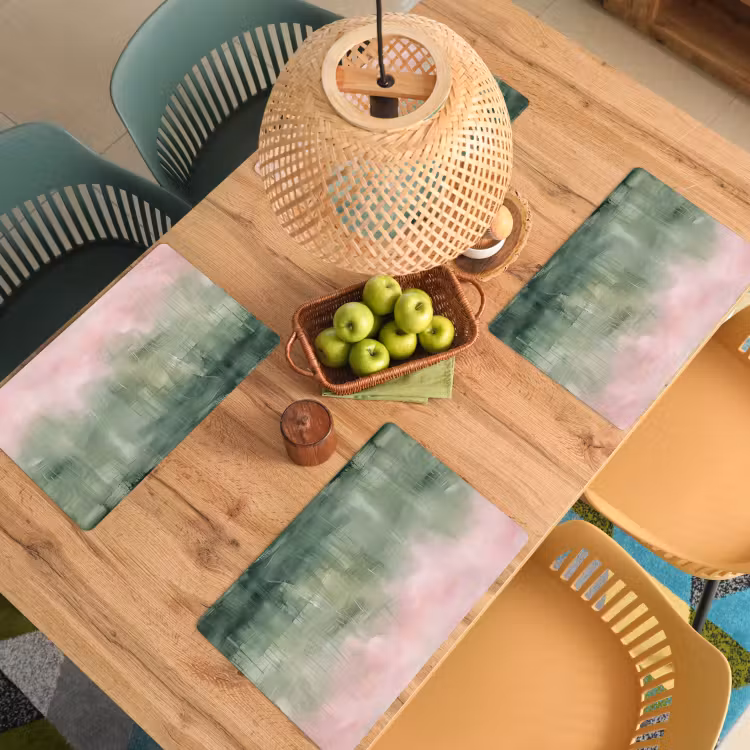 Kunst - Abstract - Modern - Groen - Roze Placemat vinyl groot -zzsfeer5_Kitchenyeah-website