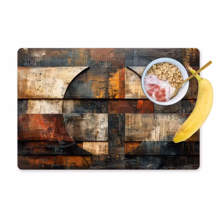 Kunst - Bruin - Abstract - Hout motief Placemat vinyl groot -zzzproduct_Kitchenyeah-website