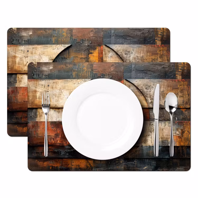 Kunst - Bruin - Abstract - Hout motief Placemat vinyl groot -zzsfeer2_Kitchenyeah-website