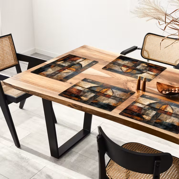 Kunst - Bruin - Abstract - Hout motief Placemat vinyl groot -zzsfeer4_Kitchenyeah-website