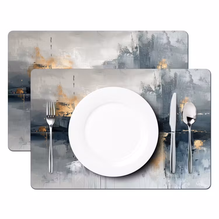Kunst - Grijs - Goud - Abstract Placemat vinyl groot -zzsfeer2_Kitchenyeah-website