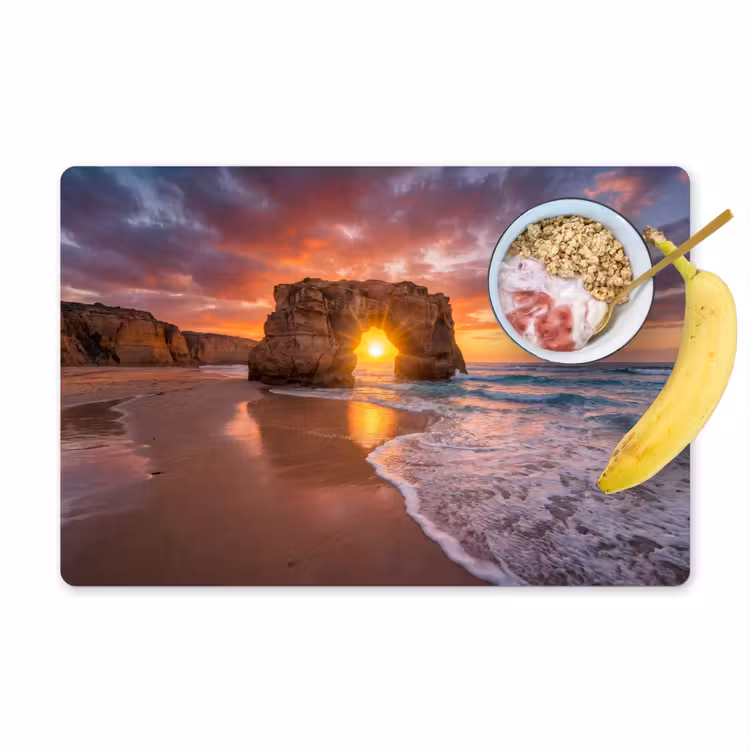 Kust - Rots - Zonsondergang - Zee - Natuur Placemat vinyl groot -zzzproduct_Kitchenyeah-website