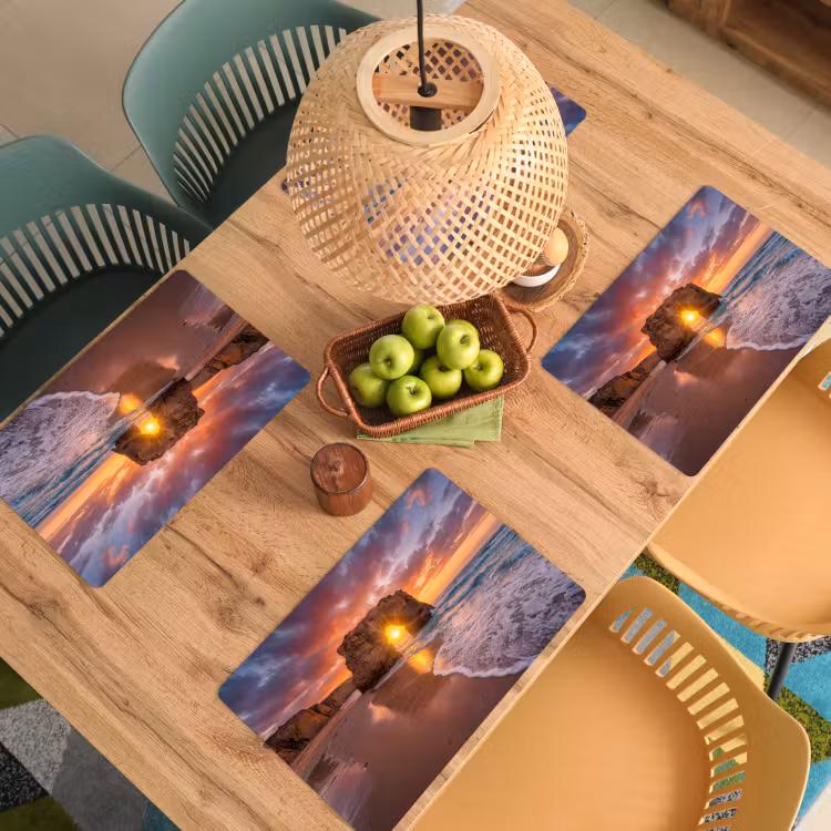 Kust - Rots - Zonsondergang - Zee - Natuur Placemat vinyl groot -zzsfeer5_Kitchenyeah-website