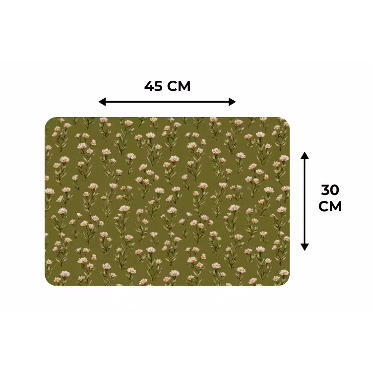 Landelijk - Bloemen - Groen Placemat vinyl groot 368 -specs