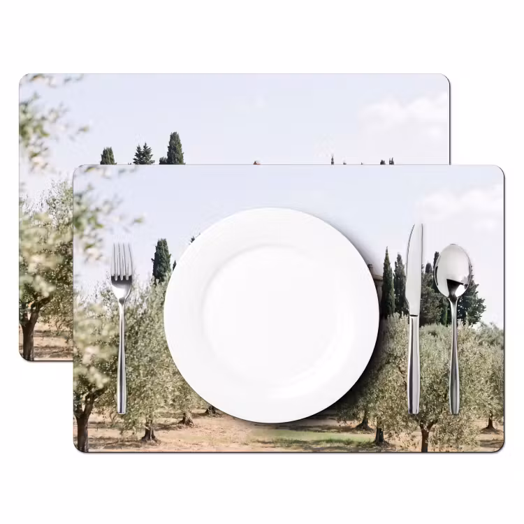 Placemat - 6 stuks - Landhuis - olijfboom - gaard - Landhuis - olijfboom - gaard Placemat vinyl groot