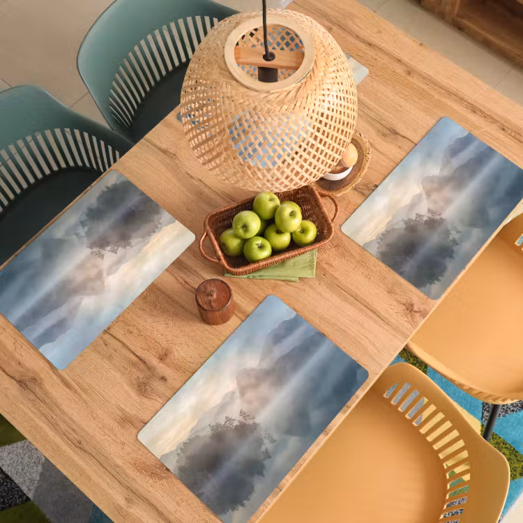 Landschap - Bergen - Mist - Water - Natuur Placemat vinyl groot -zzsfeer5_Kitchenyeah-website