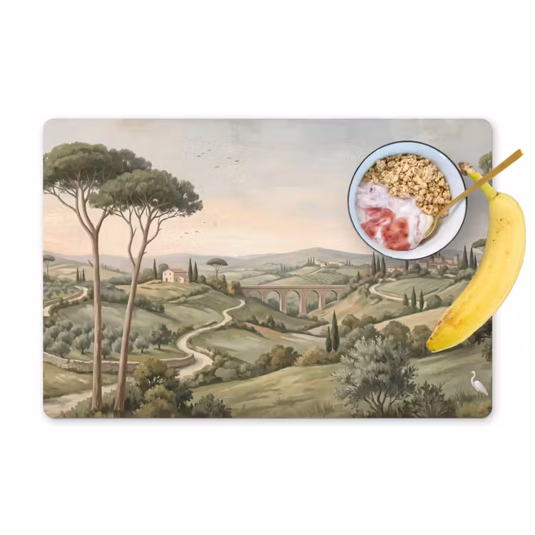 Landschap - Heuvels - Zandpad - Groen Placemat vinyl groot -zzzproduct_Kitchenyeah-website