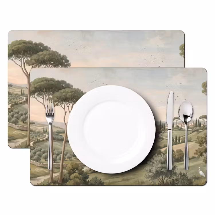 Landschap - Heuvels - Zandpad - Groen Placemat vinyl groot -zzsfeer2_Kitchenyeah-website